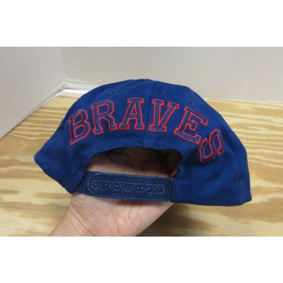 VINTAGE Atlanta Braves Hat Cap Snapback Spell Out Logo MLB Campri 90s * - Picture 7 of 13
